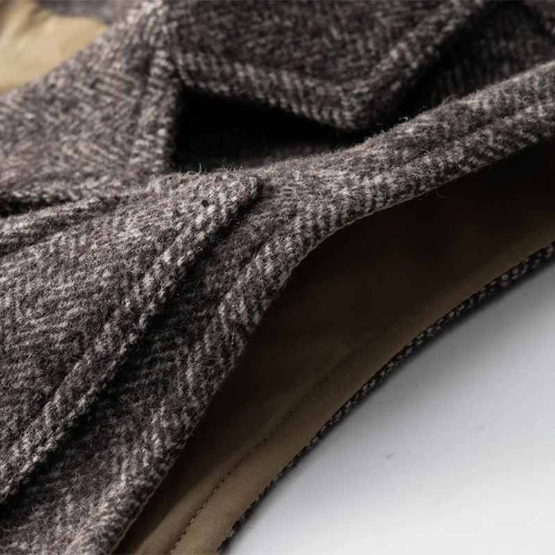 Amekaji Vintage Wool Waistcoat Men Winter New British Lapel Thick Double Layer Multi-pocket Suit Collar Vest Retro Cardigan Vest 4
