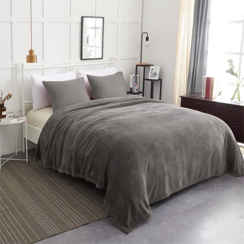 

Lightweight Warm Fleece Bed Blanket, Gray, King Sauna blanket infrared H blanket cashmere Scarface Human made Sally face Cashmer