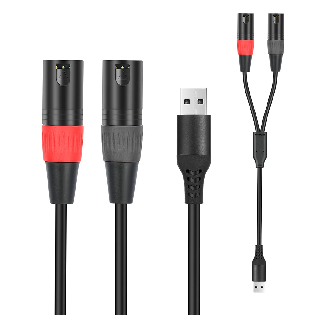 1/2/3M USB To Dual XLR Male Output Cord PC USB To Stereo Audio Cable Converter for Speaker Power Amplifier