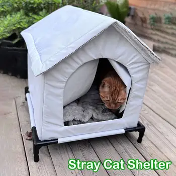 Outdoor Cat House New Weatherproof Outside Cat House Winter Warm Pet Cave Sleeping Beds for Small Dog Puppy Warm Shelter