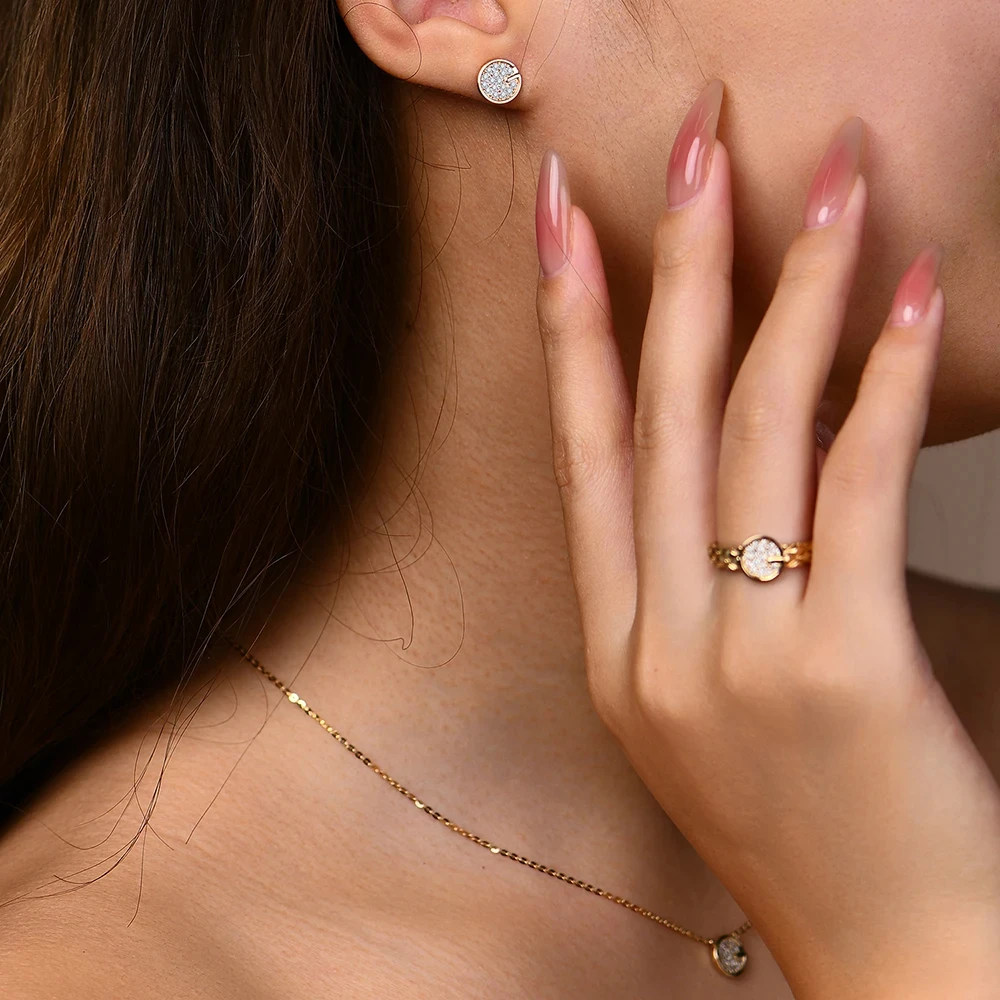 MINTYBOX S925 Sliver D Color VVS1 Moissanite Jewelry Set Solid 18k Gold Plated Earring Wedding Ring Necklace Luxurly Jewelry