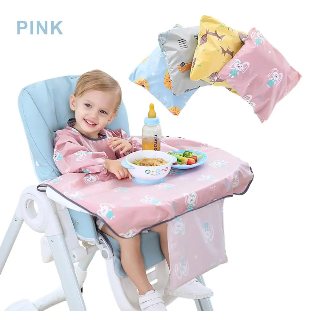 

Newborn Long Sleeve Bib Coverall with Table Cloth Cover Baby Dining Chair Gown Waterproof Saliva Towel Burp Apron Food Feeding