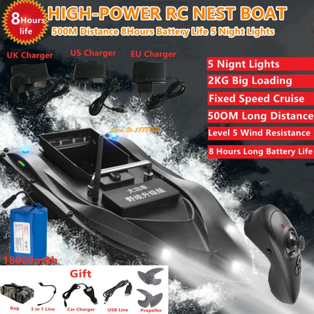 Profesisonal High Power Constant Speed Cruising Remote Control RC Bait Boat  2KG 8 Hours 500M 5 Night Light Smart RC Fishing Boat - AliExpress