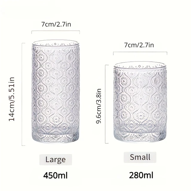 Vintage Embossed Glass Cup (280ml/450ml) 6