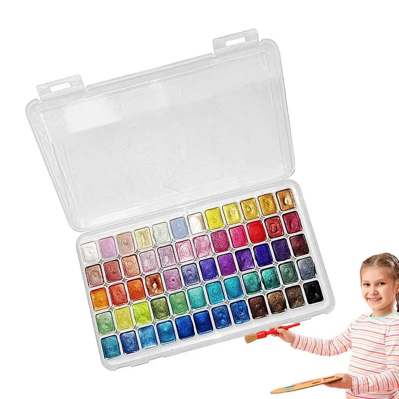 

60 Color Watercolor Painting Set Mold Painting Watercolor Pearl Shimmer Metal Paint Set Watercolor Paint Supplies For Handicraft