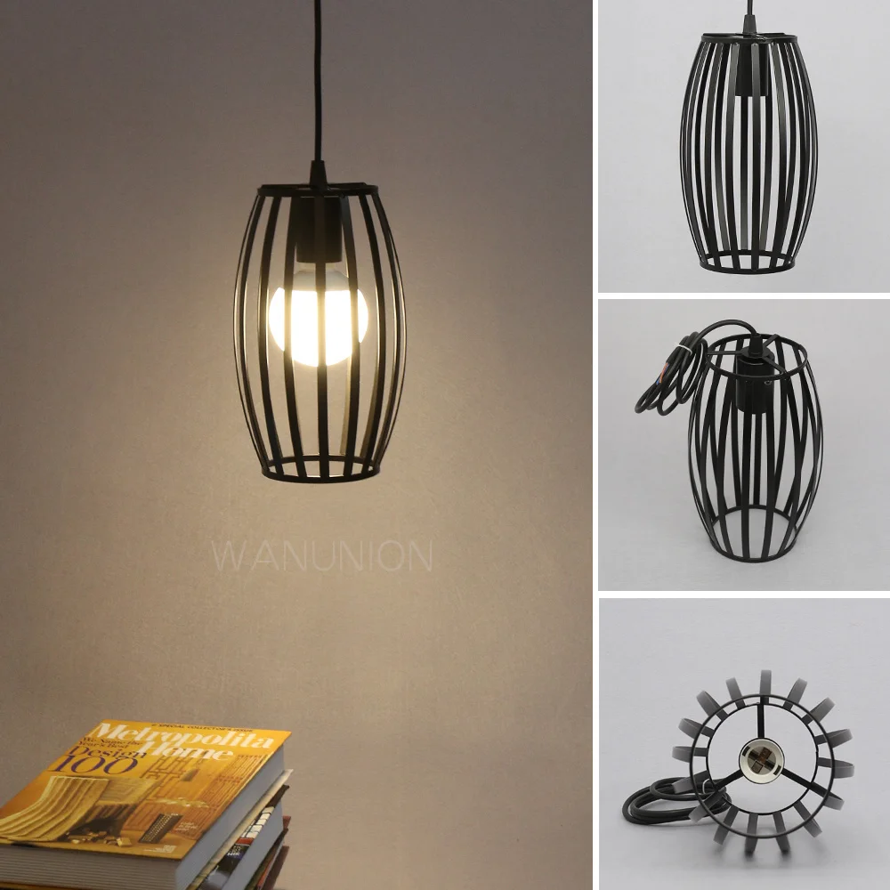 

Retro Vintage Edison Pendant Light Bulb Iron Guard Wire Cage Ceiling Hanging Light Fitting Bar Cafe Lampshade DIY Lamp Base