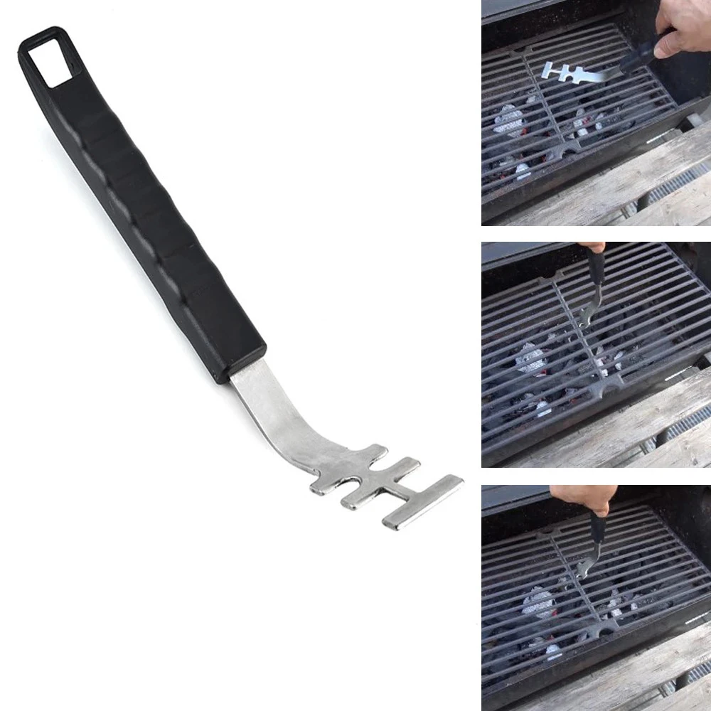 Anti-Scald Grill Grate Lifter Stainless Steel BBQ Grill Scraper