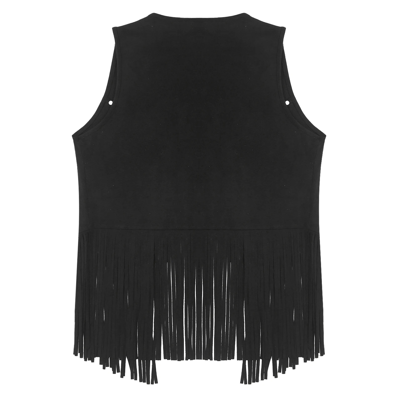 Mens Faux Suede Tassel Vest Western Cowboy Vest Fashion Rivets Fringe Waistcoat Open Front Sleeveless Jacket 5