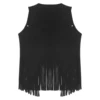 Mens Faux Suede Tassel Vest Western Cowboy Vest Fashion Rivets Fringe Waistcoat Open Front Sleeveless Jacket 5