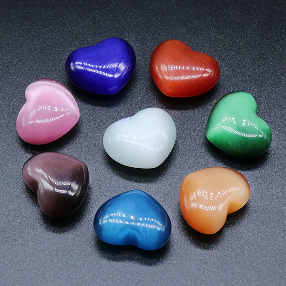 10PCS Wholesale Natural Stone Love Heart Shape Beads Ornament Multicolor For Jewelry Making DIYHealing Energy Gem Charms Gift