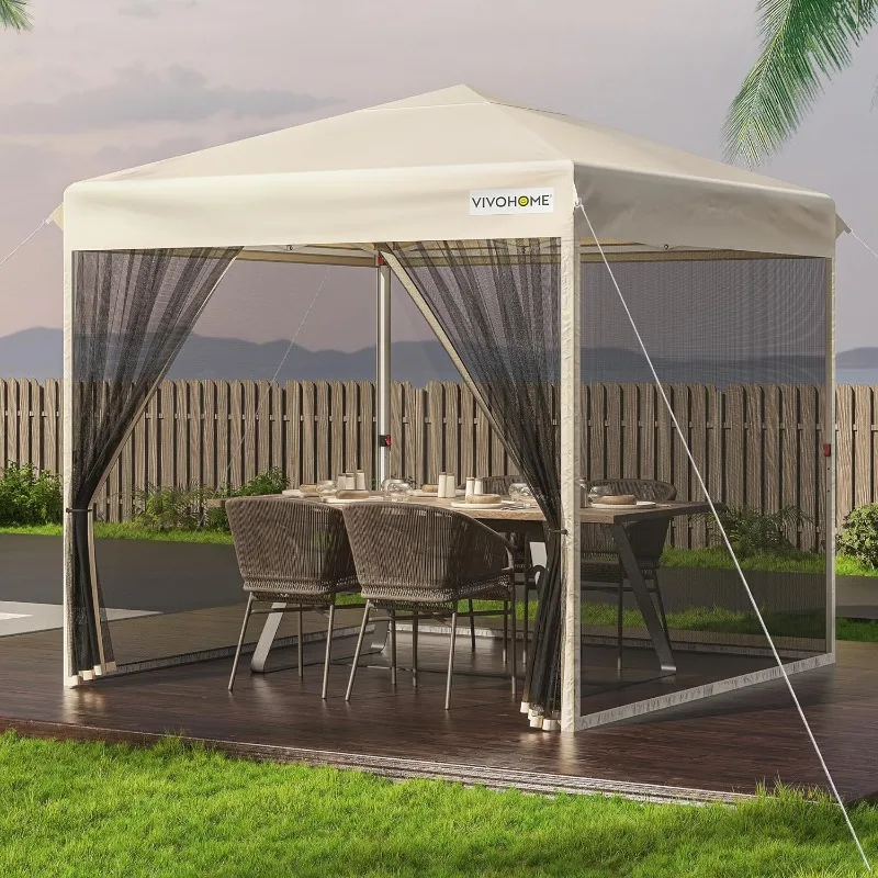 

VIVOHOME 10x10ft Easy Pop-Up Canopy, Outdoor Screen Tent with Mosquito Netting, 2 Zipper Doors, and Roller Bag