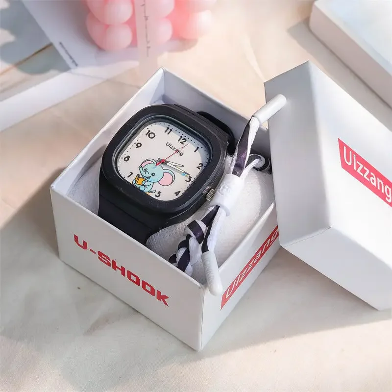 2024 Without box Cute Silicone Popular Watch Trend Style Luminous Sports Student Square Strap High Aesthetic Watch 3
