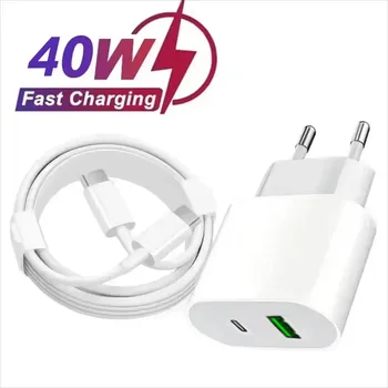 Caricabatterie PD 40W a ricarica rapida C-C per iPhone 15 14 13 Pro Max Mini X XS, caricatore rapido di tipo C, adattatore di alimentazione per telefono.
