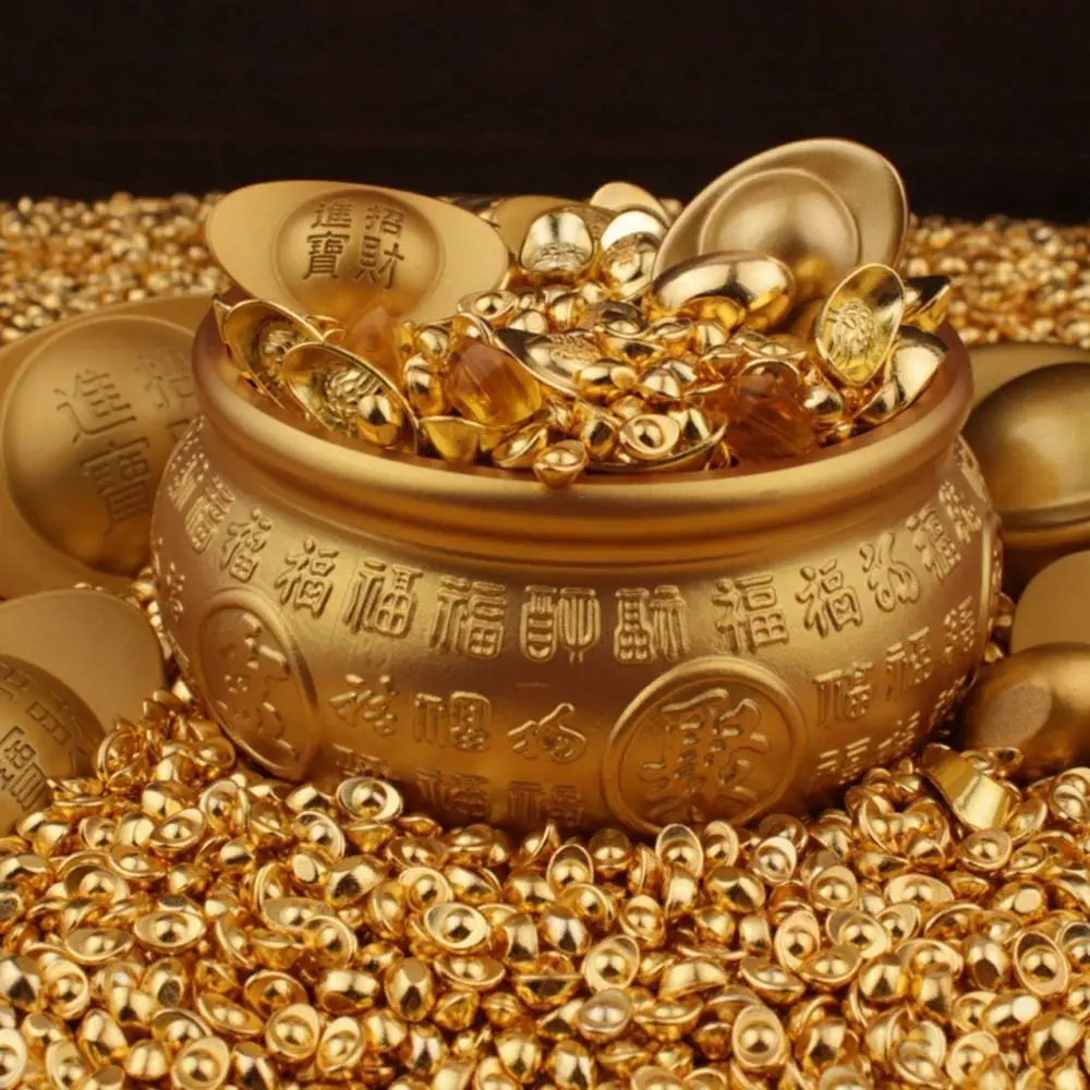 100PCS Gold Mini Gold Dollars Attract Wealth Photo Props Miniature Gold Ingots Luck Charms Gold Melon Seeds