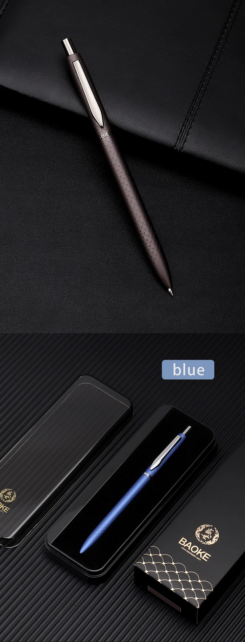 BAOKE T25 0,7 mm luxuriöser einziehbarer Metall-Gelstift mit 5 Fässern, wasserfeste Pigmenttinte für Geschenk, Büro, Schreiben – Detail 8
