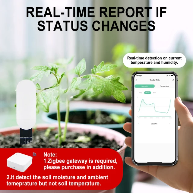 Tuya Smart Zigbee Soil Tester Humidity Temperature Moisture Sensor APP Real Time Monitor Garden Automation Irrigation Detector 3