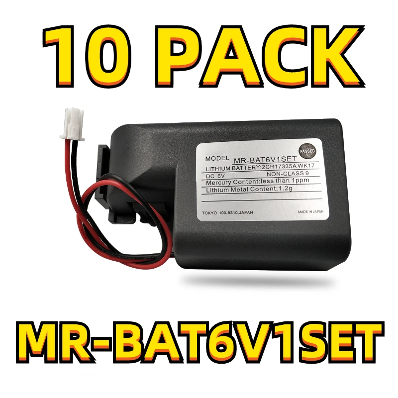 

10PCS For Mitsubishi MR-BAT6V1SET 6V 2400mAh PLC Backup Battery With Cable Connector for Servo CNC System MR-J4 2CR17335A WK17