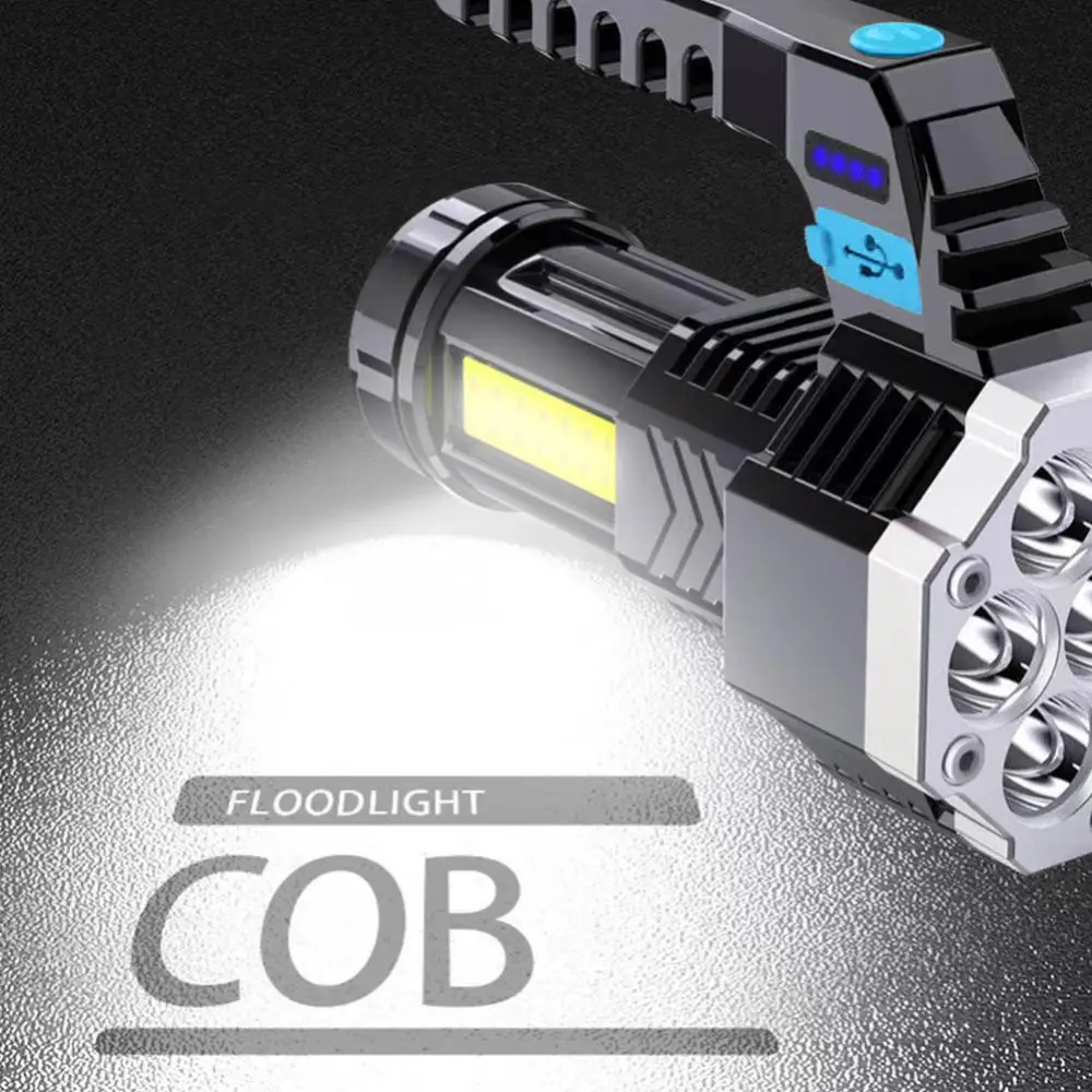 고출력 LED 손전등 Cob 사이드 라이트, 경량 야외 조명, ABS 소재, 7LED 충전식 손전등, 강력한