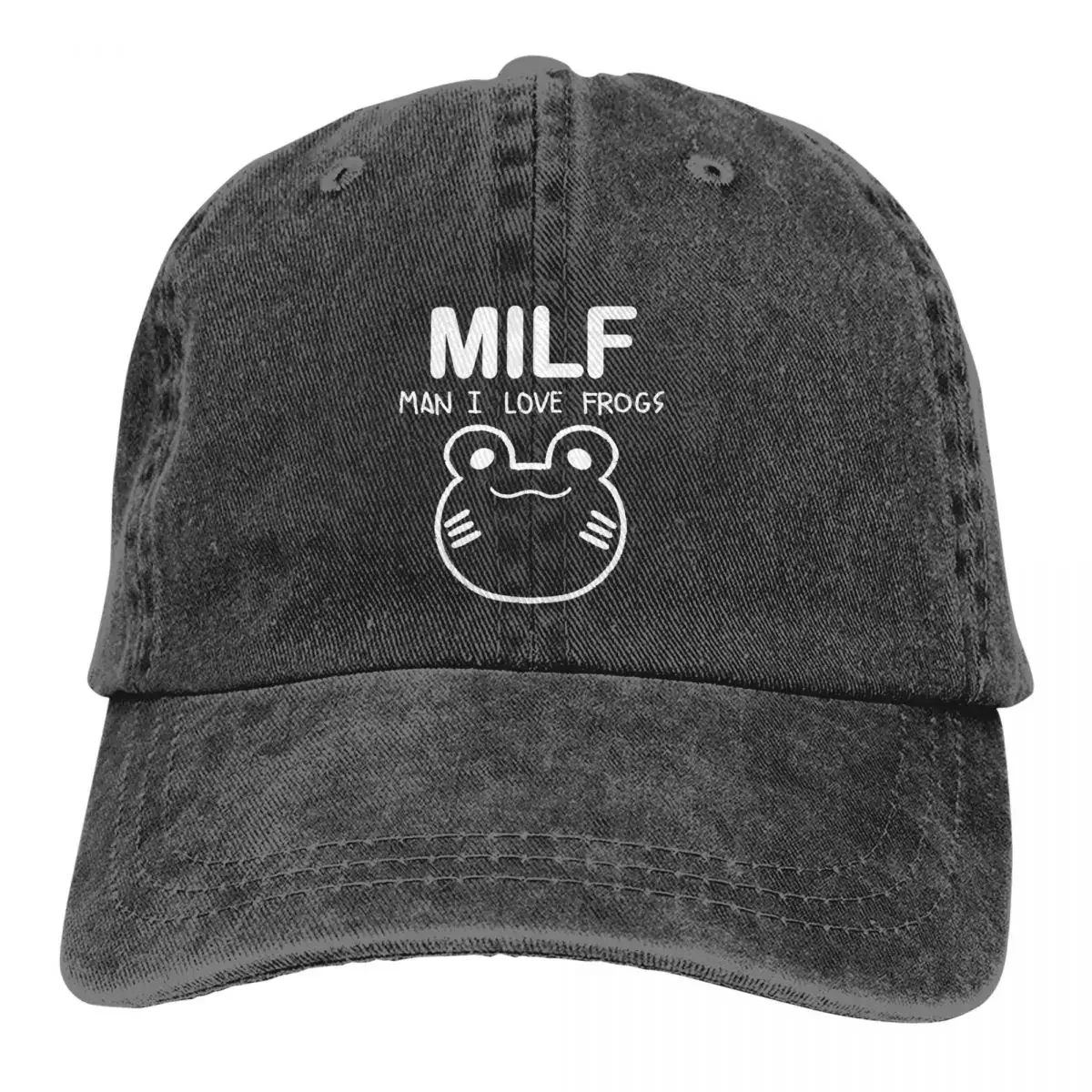 

Washed Men's Baseball Cap Man I Love Frogs Plain Trucker Snapback Caps Dad Hat MILF MEME ART Golf Hats