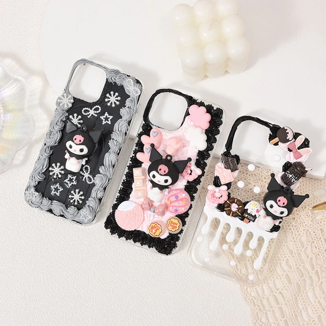 Sanrio Kuromi Manual DIY Material Kit Phone Case For iPhone 14 13 12 11 Pro  Max Mini X XR XS MAX 7 8Plus Anti-drop Back Cover - AliExpress