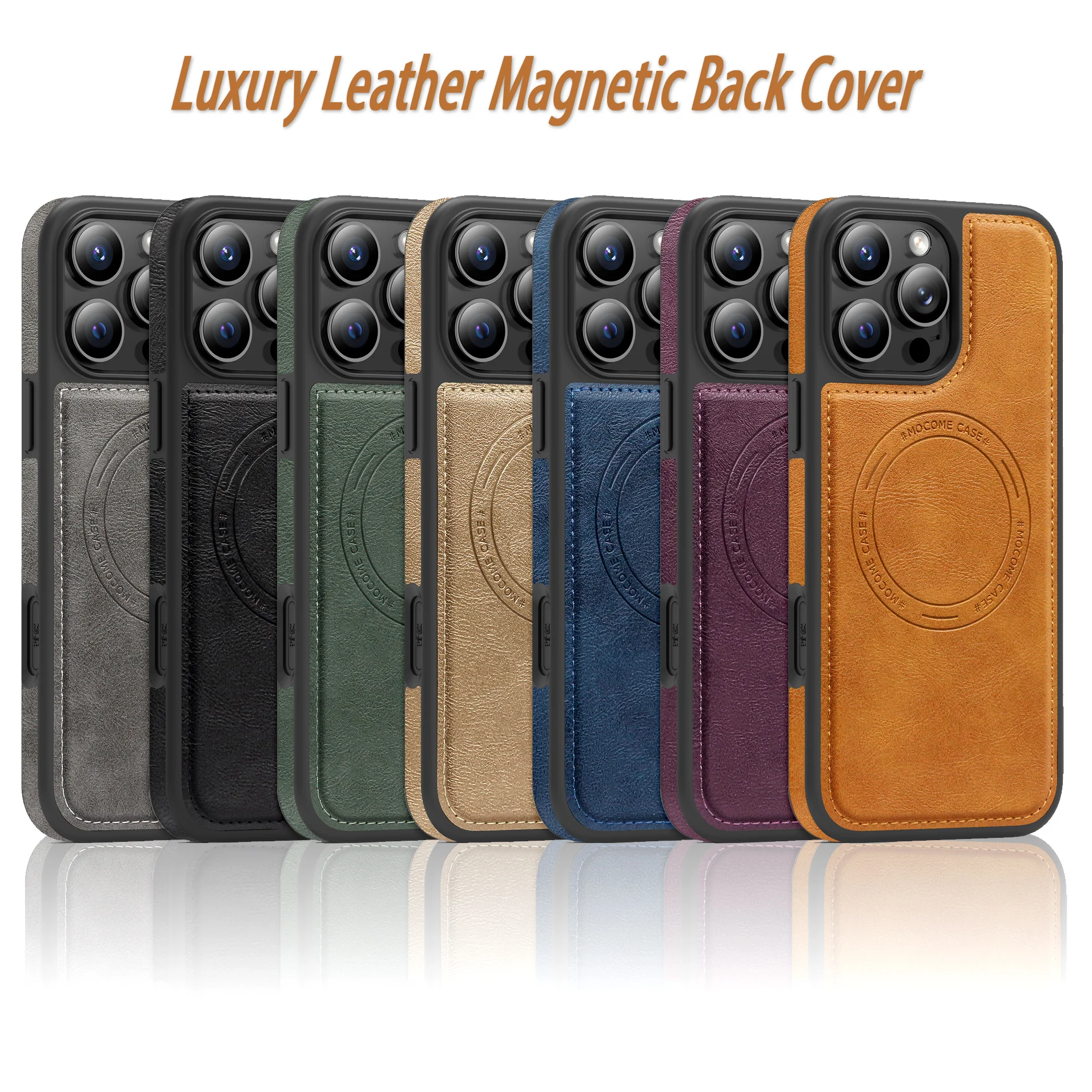 Magnetic Leather Phone Case with Camera Protection and Anti-Fall Soft Back Cover
