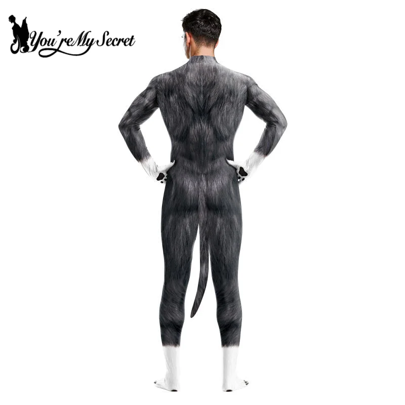 Halloween Cosplay Party Animal Cow Print Costume Adult Zentai Bodysuit Loungewear Summer Rompers with Tail