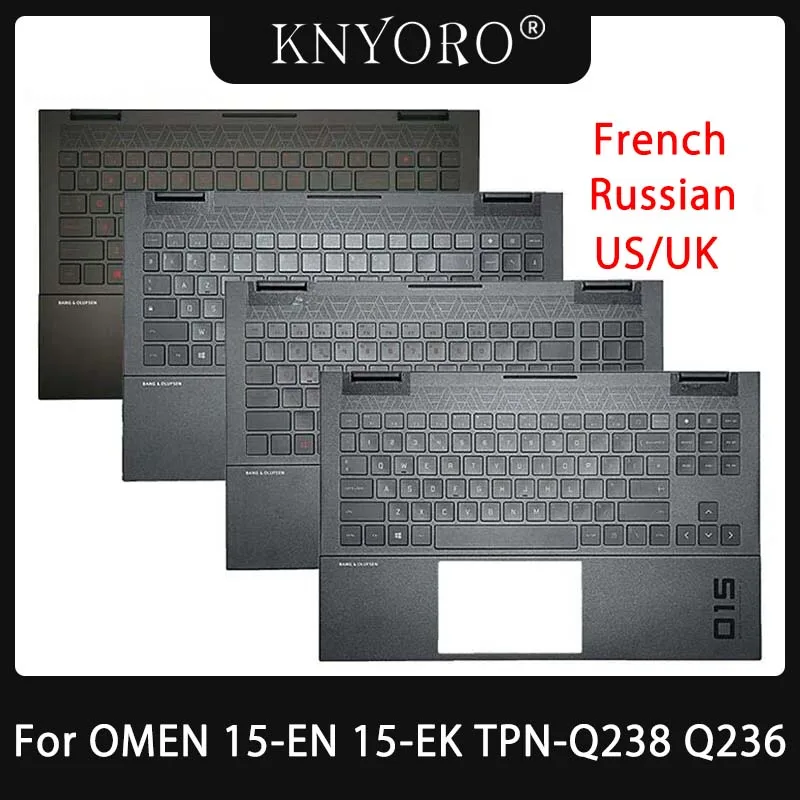 

NEW Gamer RGB Backlit French/UK/US/Russian Keyboard For HP OMEN 15-EN 15-EK TPN-Q238 Q236 with Palmrest Upper Cover M00666-001