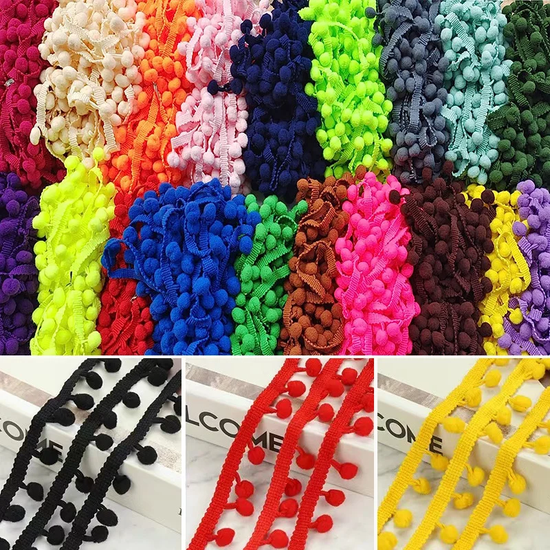 

20Yards Pom Pom Lace Trim Ball Ribbon Pompom Fringe Trim Ribbon Sewing Lace Kintted Fabric Handmade Lace DIY Craft Accessories
