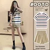 Maternity Summer Suit Short-Sleeved Fashion Summer New Shorts Casual Lazy Striped Top Short-Sleeved Shorts Two-Piece Set Yankee 1