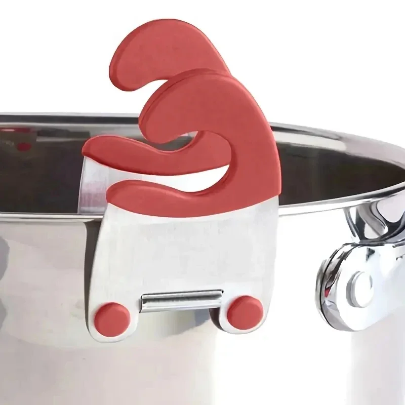 Anti-scalding Spoon Holder Stainless Steel Pot Side Clips Kitchen Gadgets Rubber Kitchenware Bowl Clip Cooking Utensils