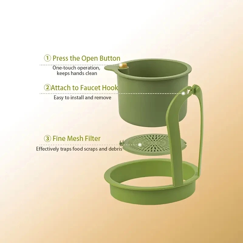 One-Touch Press Drain Basket Removable Sink Strainer Kitchen Bathroom Filter Holder For Food Residue Sponge Soap Storage