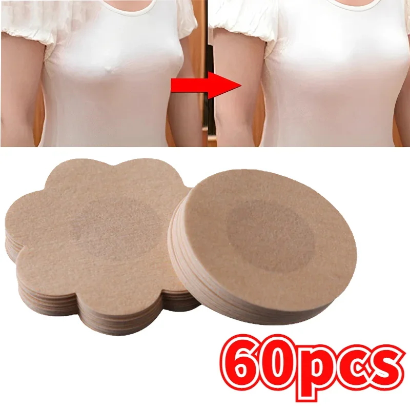 60 Pcs Women Invisible Breast Lift Tape Overlays on Bra Sexy Nipple Stickers Chest Covers Adhesivo Bra Nipple Pasties Protection women sexy sequin nipple covers sex product chest stickers with nipple heart shape bra pasties stickers pasties