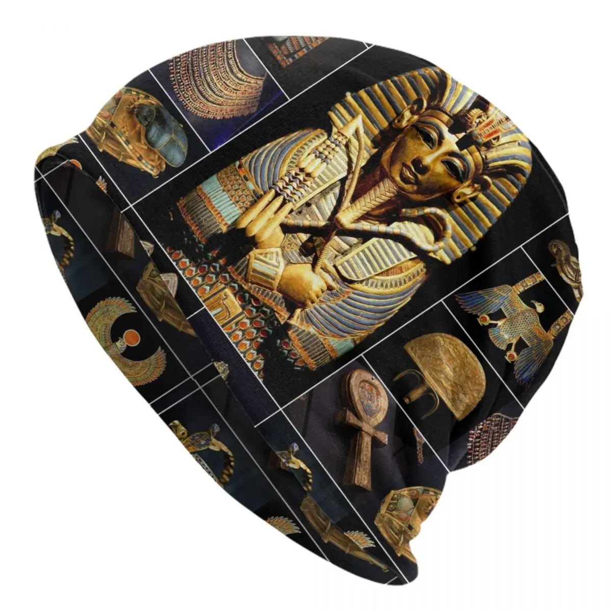 

Egypt Ancient King Tutankhamun Hieroglyphics Skullies Beanies Caps Hip Hop Winter Warm Knit Hat Egyptian Pharaoh Bonnet Hats