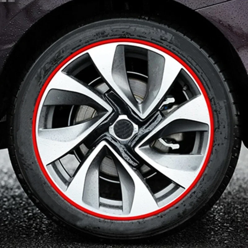 8M Red Car Wheel Hub Rim Edge Protector Ring Tire Guard Sticker Rubber Strip