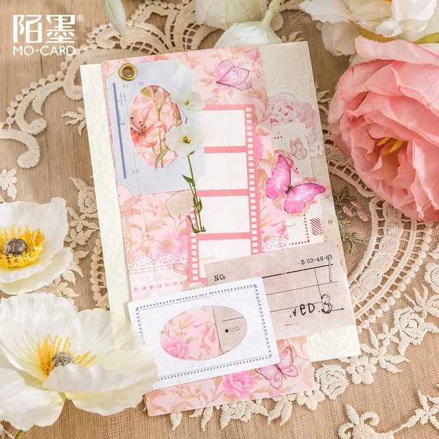 Carnet de notes original femme, roses et papillon, déco vintage