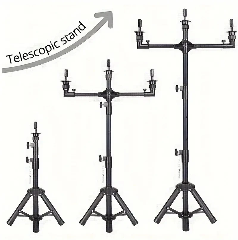 50 Inch Tripod With Head Adjustable Mannequin Head Stand Stainless Steel Wig Tripod Stand Wig  (Mannequin Head Not Included)