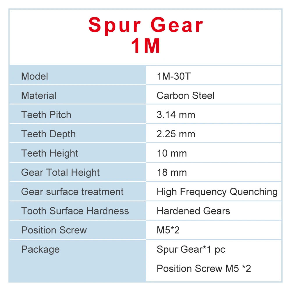 1 Piece 1M30T Spur Gear Bore 5/6/6.35/7/8/10 /12/12.7/14/15/16/17mm motor gear Low Carbon Steel Material
