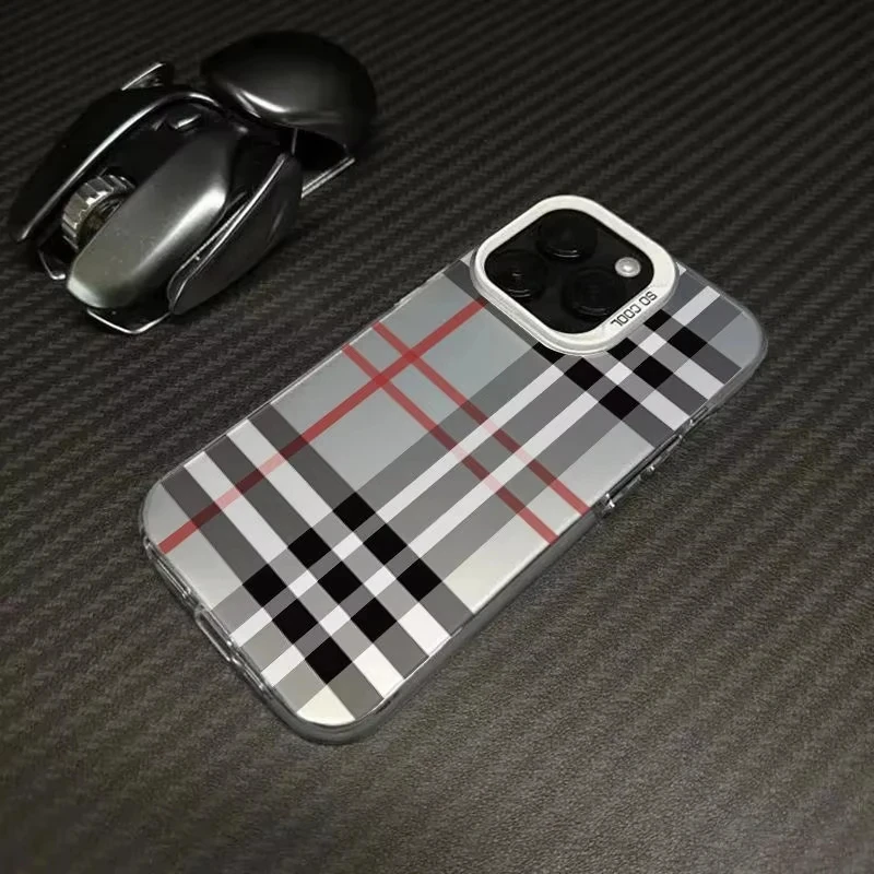 Plaid Art Frosted Acrylic Phone Case Cover