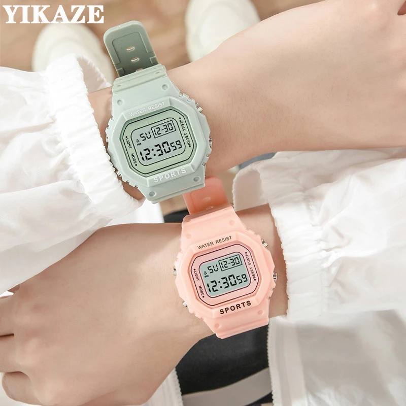 YIKAZE Sports Watch Boys Girls Student LED Electronic Watch Colorful Men Women Square Digital Watches Waterproof Rubber Clock 2