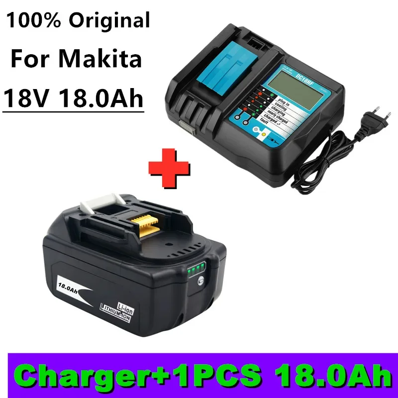 BL18650 bateria ferramenta 18 V 18000mAh l&iacute;tio-&iacute;on adequado para BL1840 BL1850 BL1830 BL1860B LXT 400 + carregador
