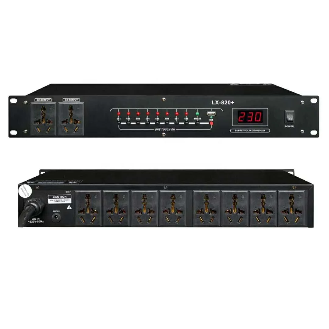 

10 channel high power 16A 3C socket dj sound system power sequence controller