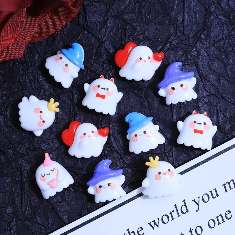 

10Pcs Kawaii Anime Halloween Ghost Diy Accessories Cute Cartoon Girly Heart Phone Case Hairpin Patches Toys for Kids