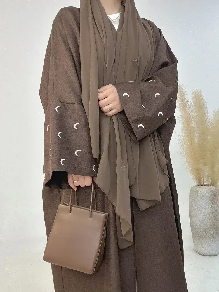 

Cotton Linen Abaya Kimono Dubai Luxury Embroidery Abayas for Women Turkish Arabic Muslim Hijab Dress Saudi Kaftan Islamic Outfit