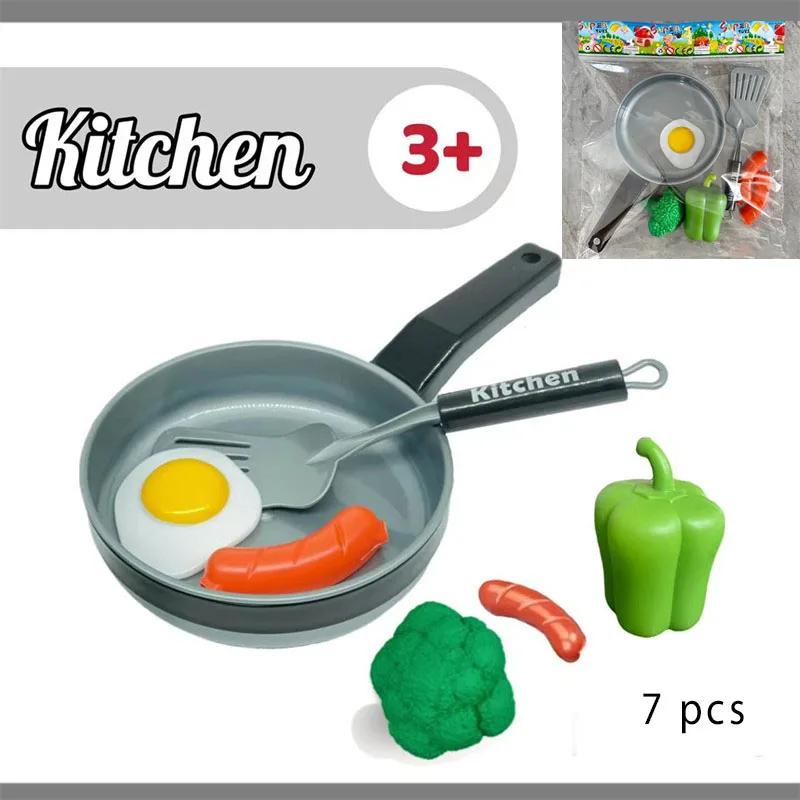 Kids Kitchen Toys Kitchen Game Set Pretend Play Food Games Simulation Vegetable Chicken Wings Pan Cooking Toys For Girls Gifts