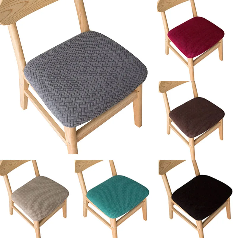 

Stretch Jacquard Chair Seat Covers For Dining Room Solid Color Removable Washable Anti-Dust Chair Seat Cushion Protector