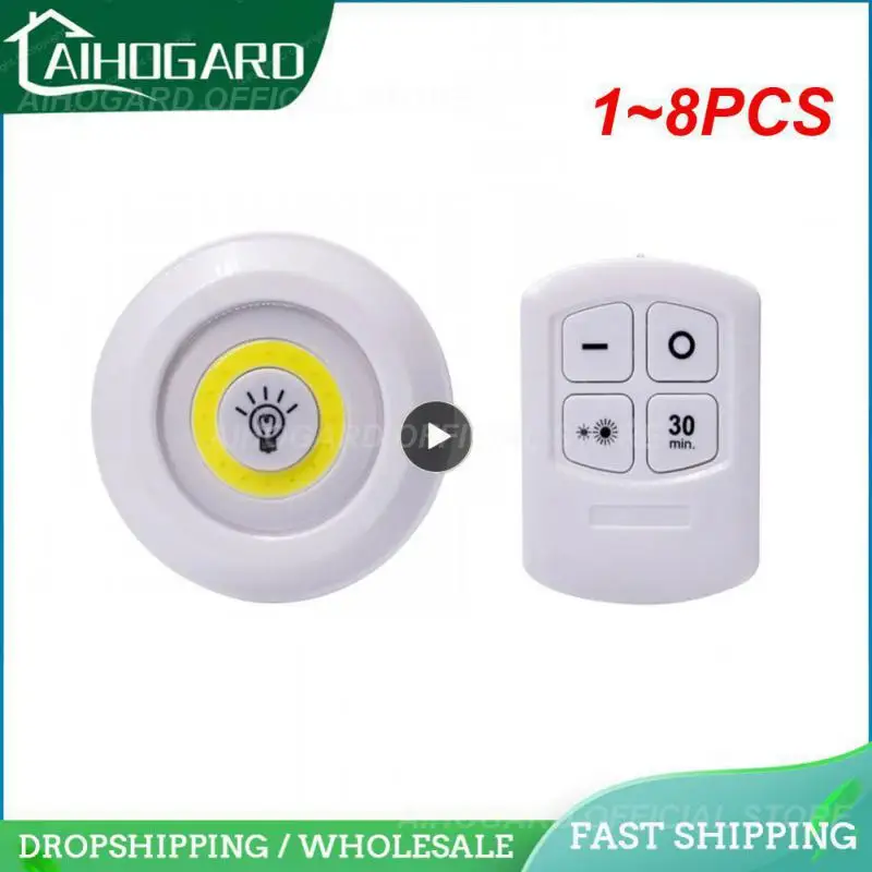 

1~8PCS Super Bright COB Kitchen Cabinet Light LED Night Light Remote Control Dimmable Wardrobe Night Lamp Home Bedroom