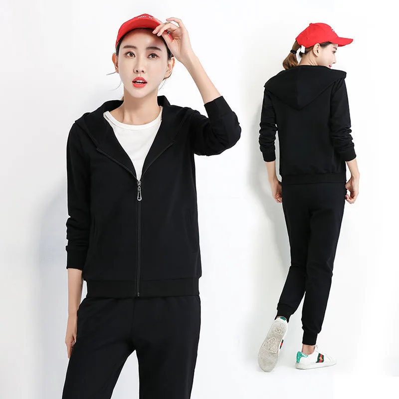 

2 Pieces Set Women Sport Tracksuit Zipper Hoodies Sweatshirt Pants Set Jogger Sport Wear Ladies Sweat Spring Autumn Cotton M-3XL