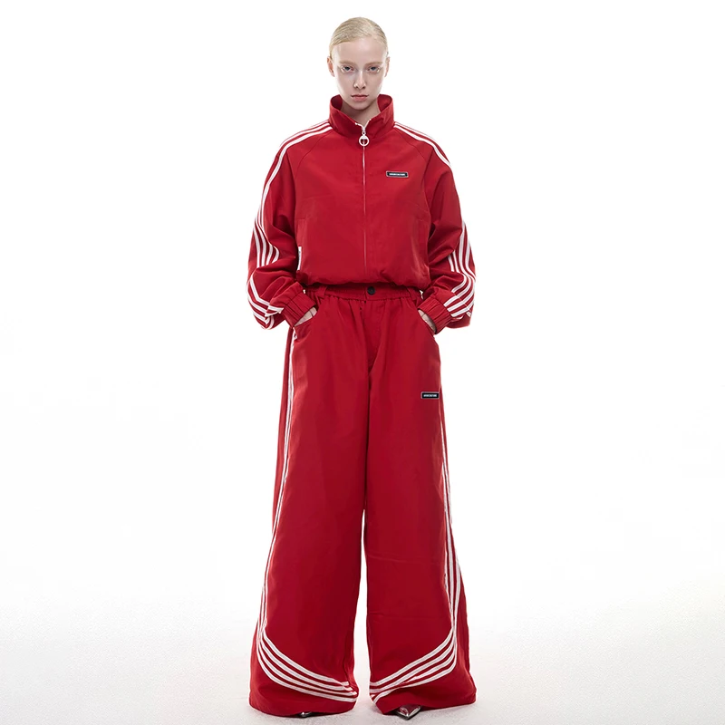LUZHEN 2025 New Stripe Printed Baggy Wide Leg Street Sports