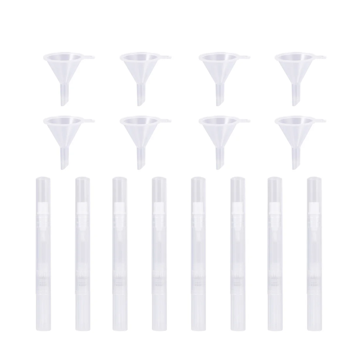 

5pcs Empty Pen with Brush Tip and 8pcs Funnels Container Lip Gloss Eyelash Growth Tube Container Applicators 45ml