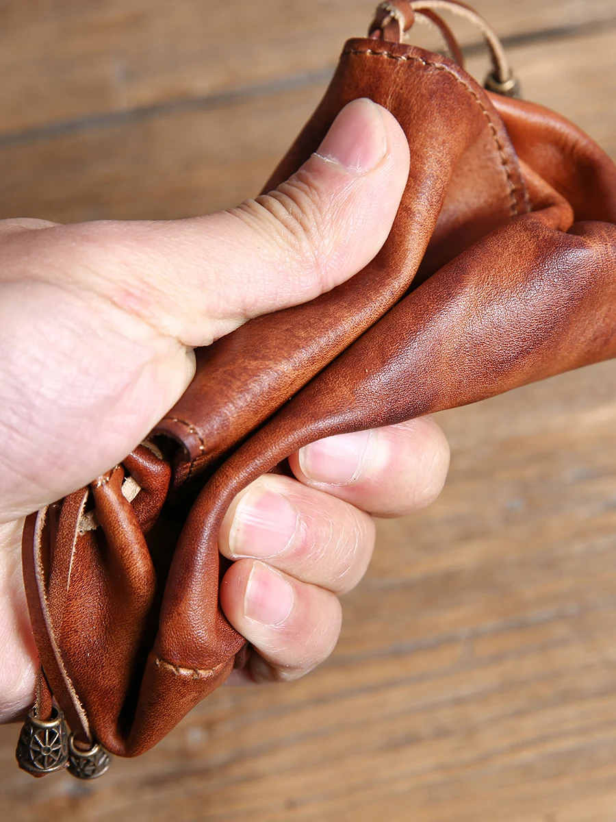 Aetoo Retro Handmade Wallet Men's Leather Short Zipper Niche